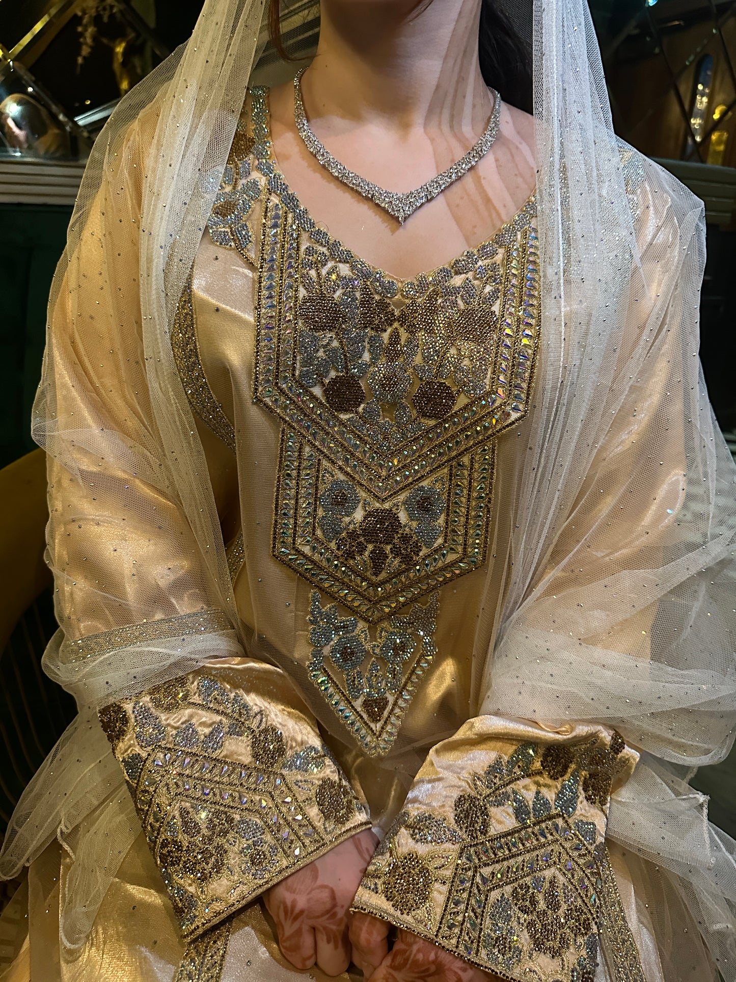 Beige color Emirati Thobe two piece.