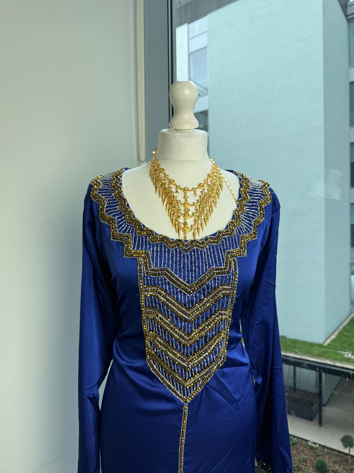 Blue and gold silk Mukhawar