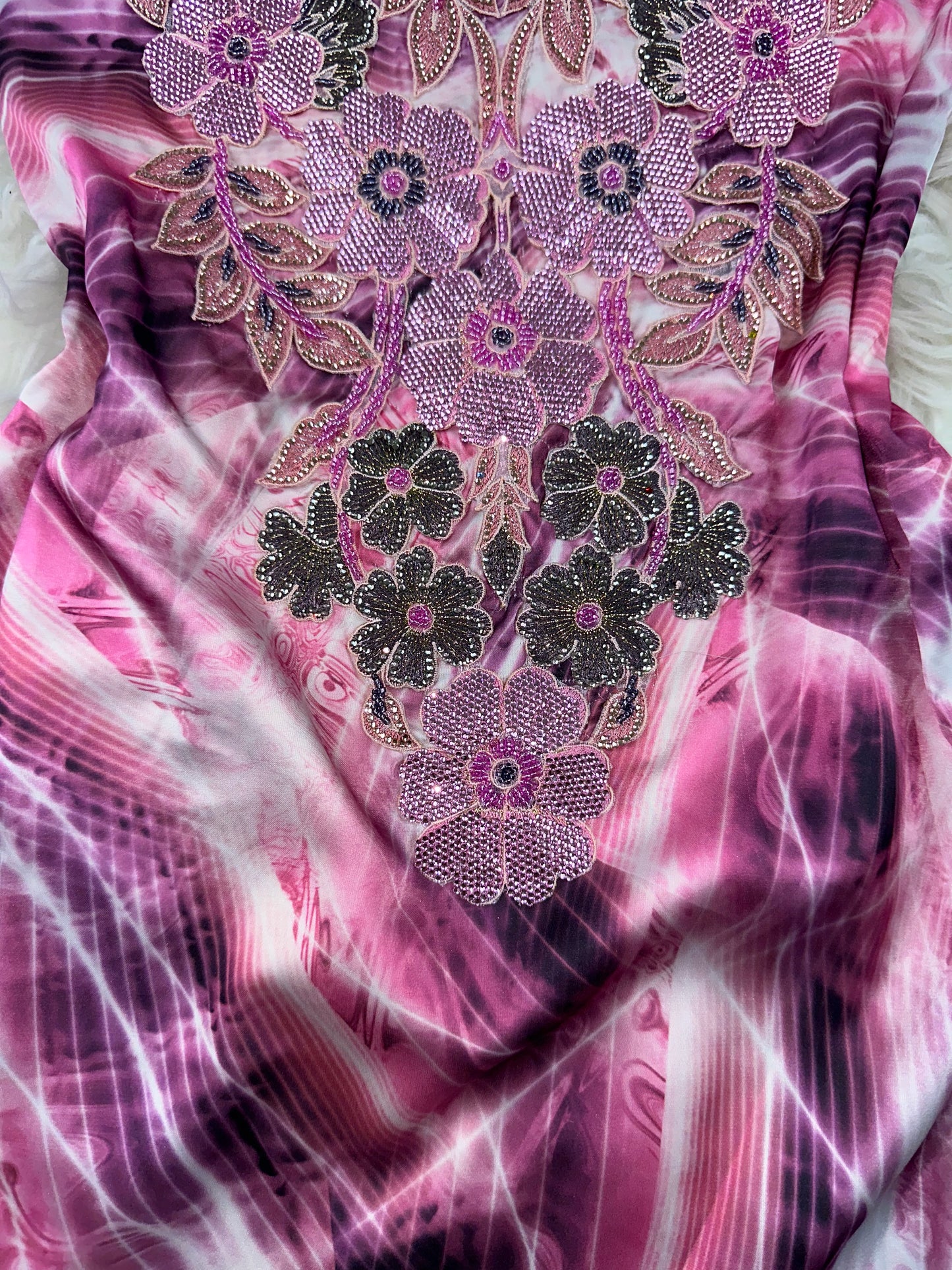 Pink 3D mukhawar pure silk