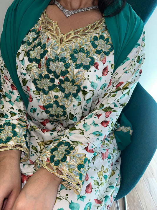 White and green with matching Shiela