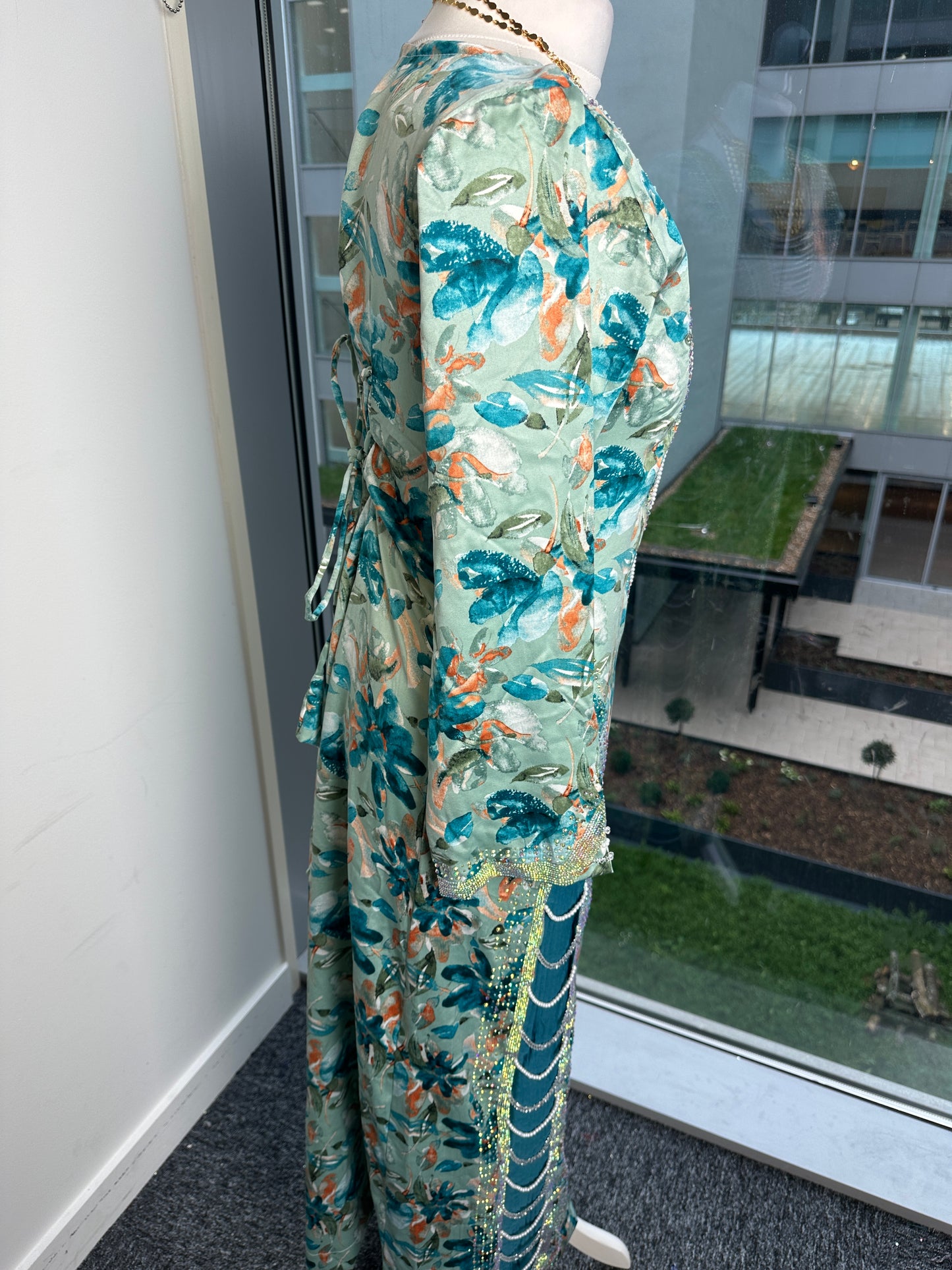 Turquoise kasarat Mukhawar with back corset