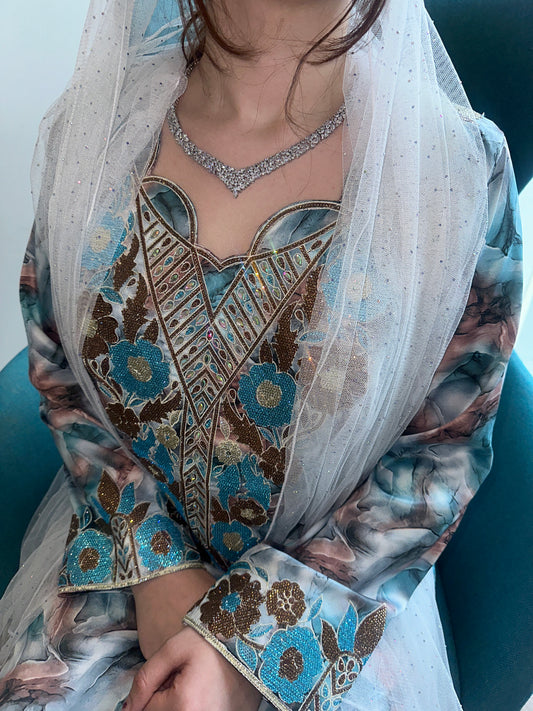 Blue Indonesian silk mkharram