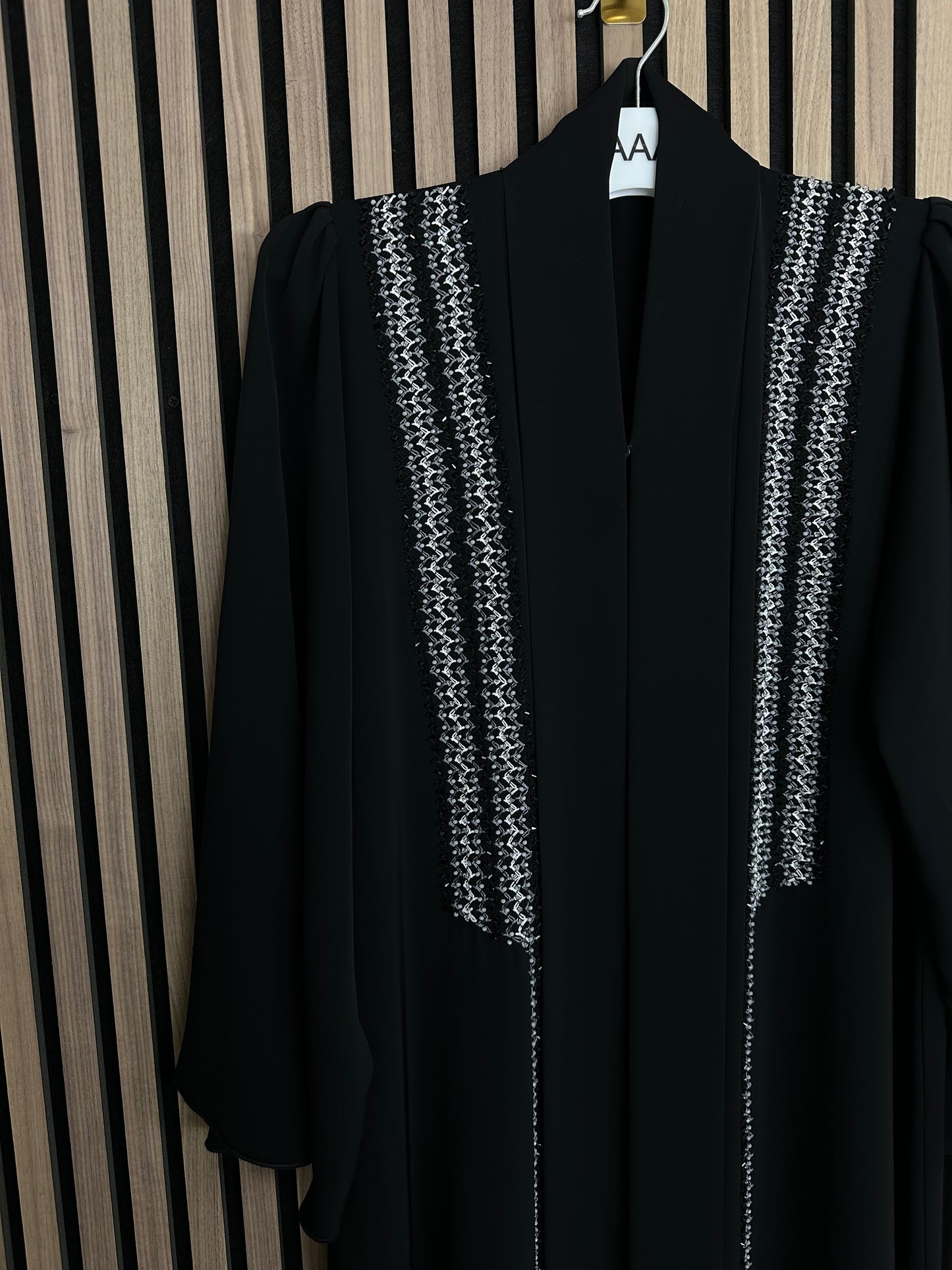 Black abaya with matching Sheila large sleeves