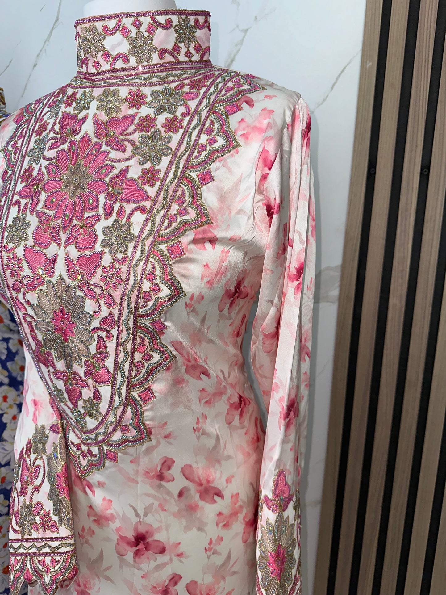 Pink high neck premium silk mkhawar