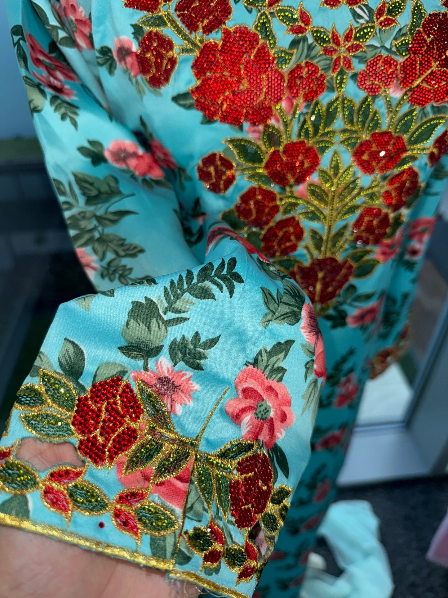 Turquoise mukhawar with hijab