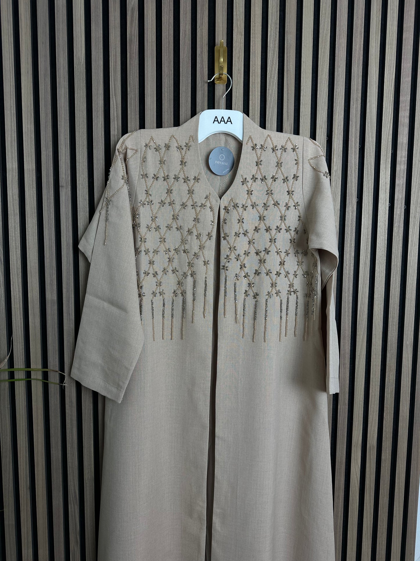 Creamy abaya with matching Sheila and handmade work