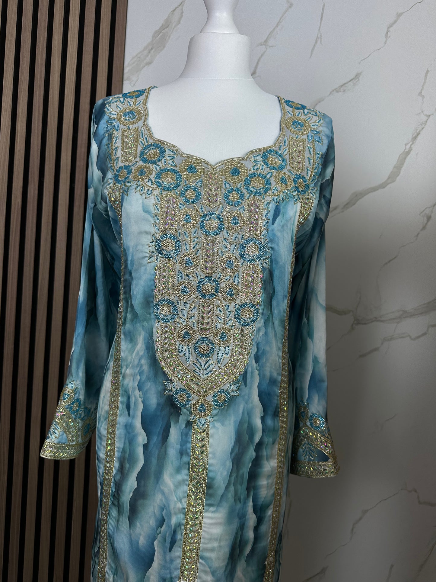 Blue mkhawar pure silk