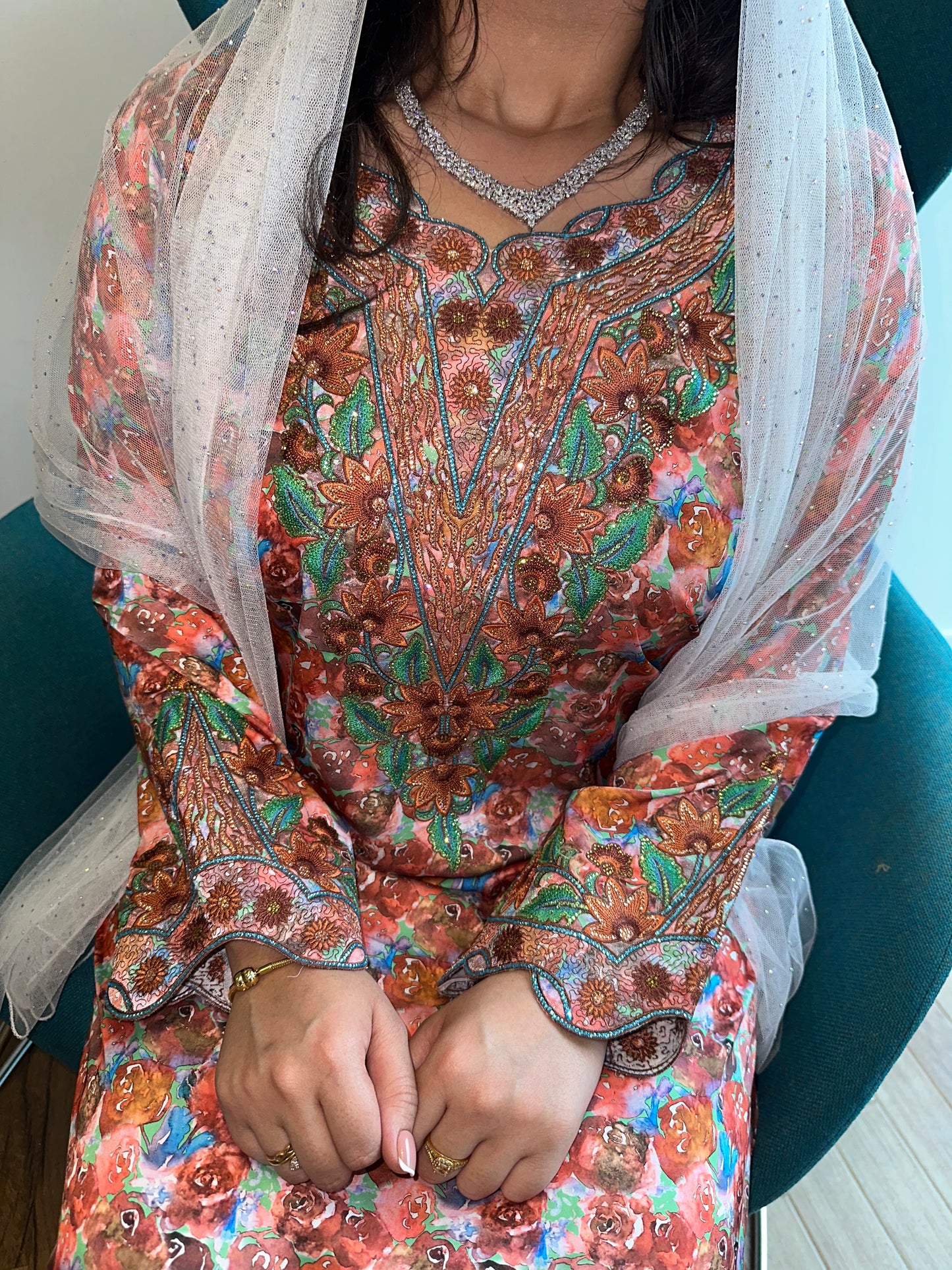 Brown mkhawar pure silk