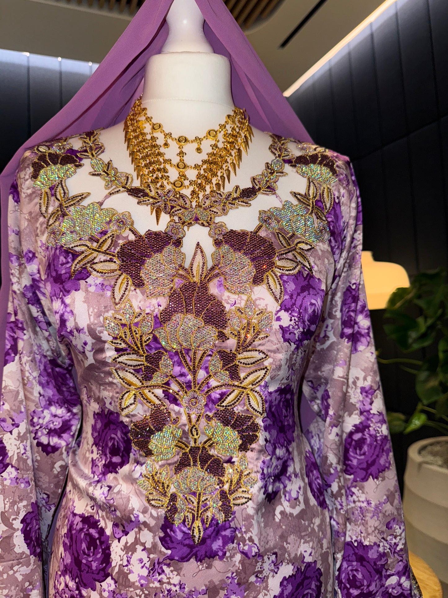 Purple mkhawar with matching Shiela hijab