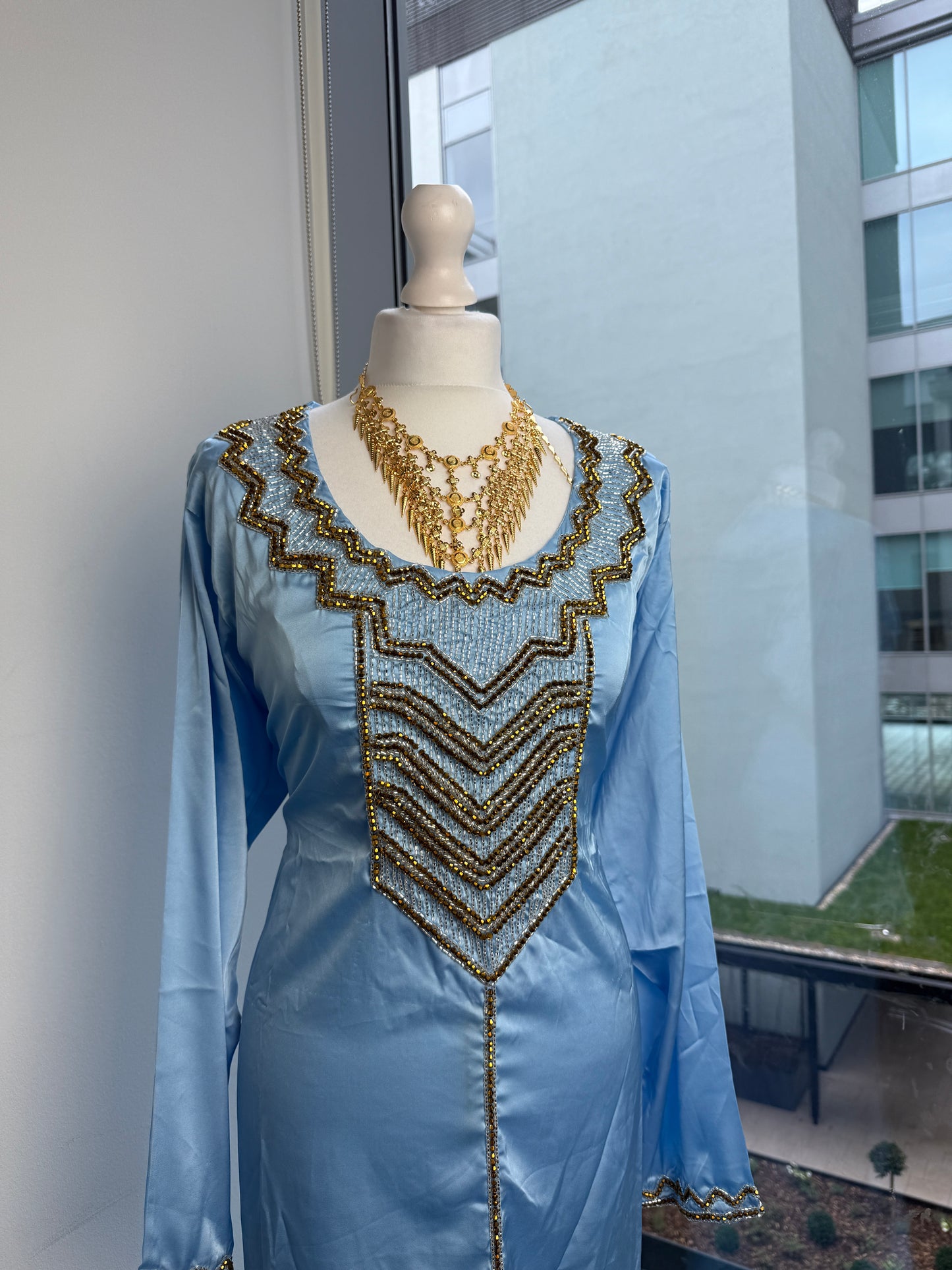 Blue and gold silk Mukhawar
