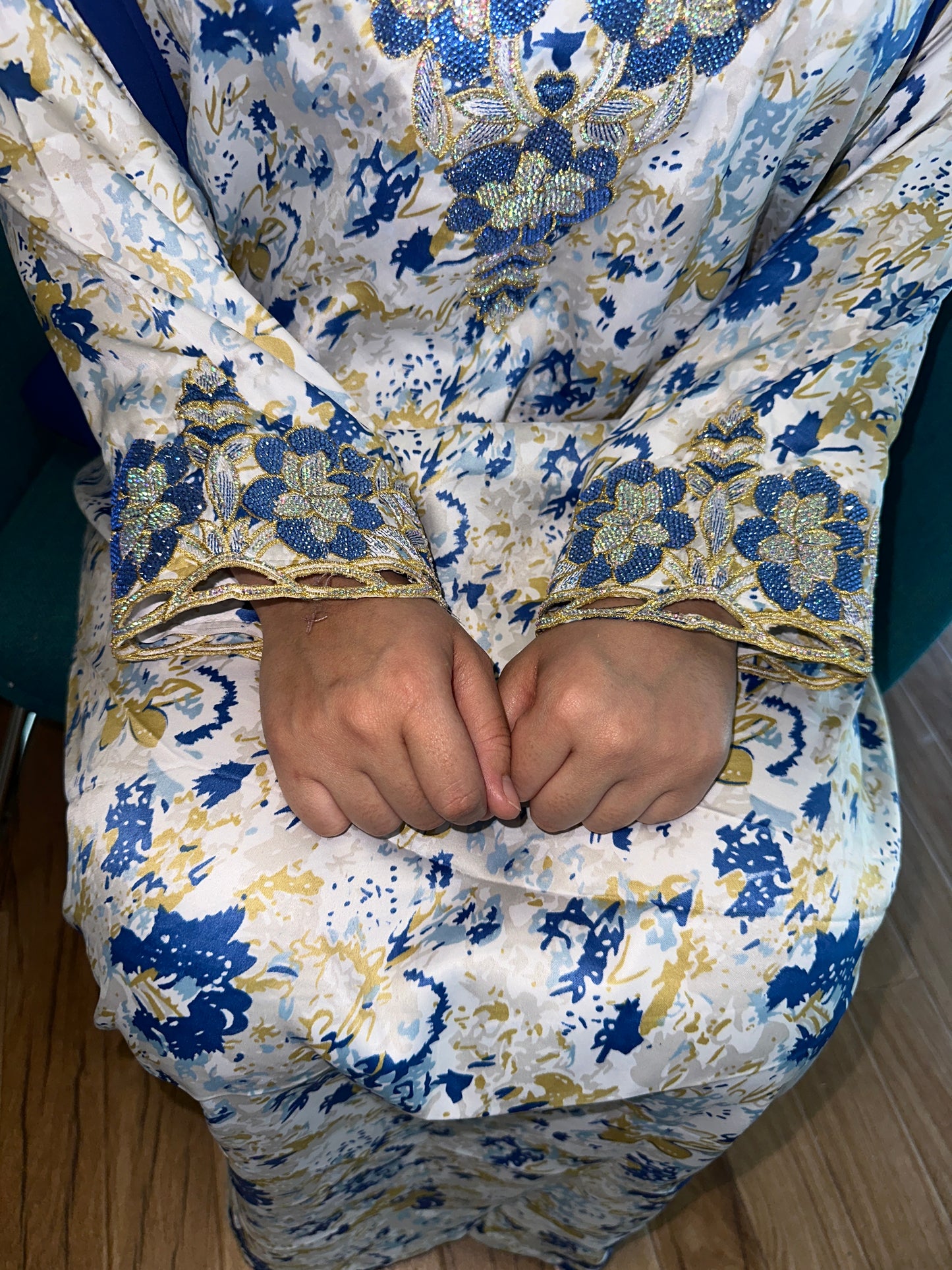 Blue mkhawar with matching Shiela