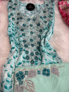 Turquoise mukhawar with matching hijab