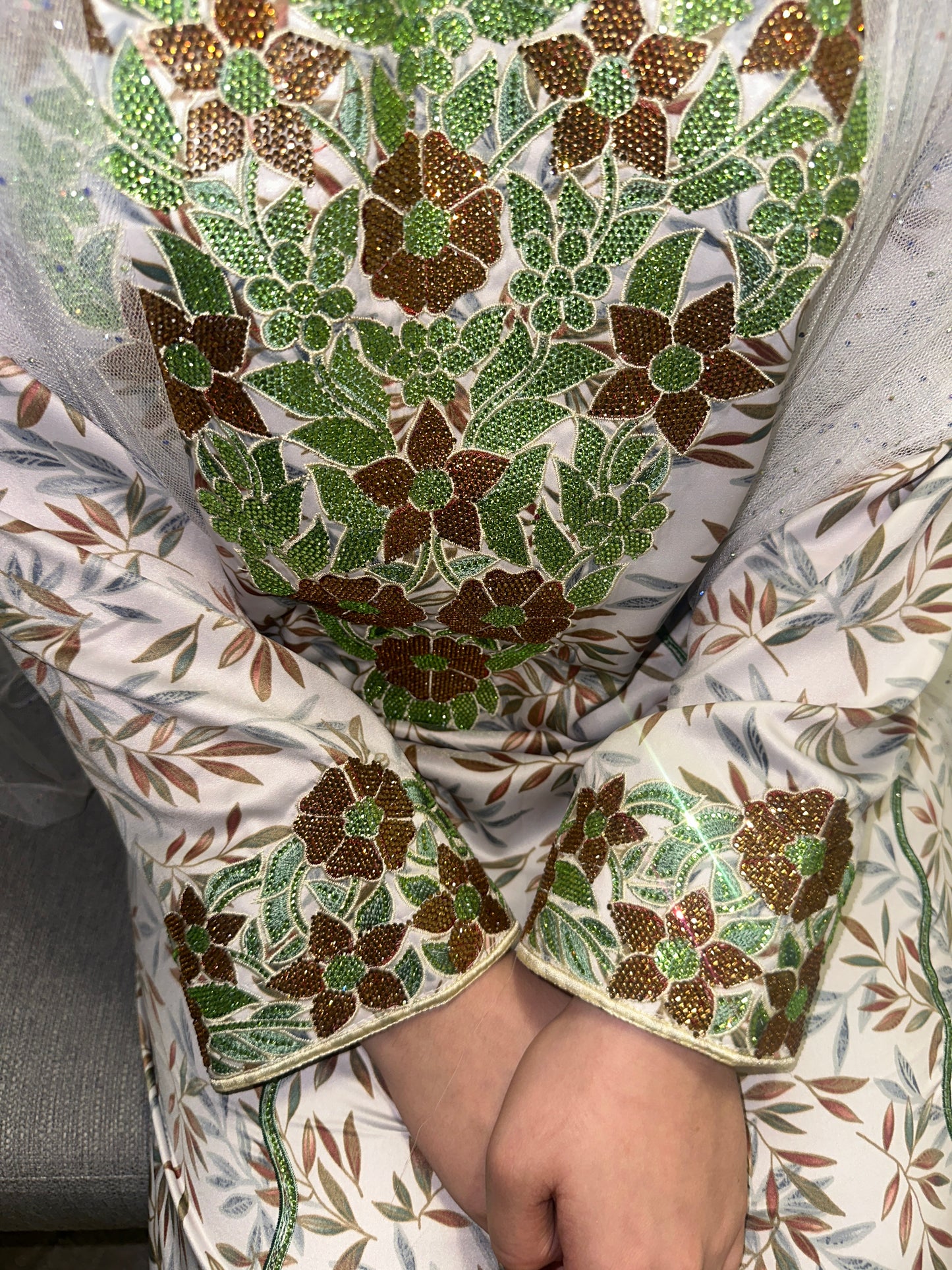 Green Indonesian silk mkhawar