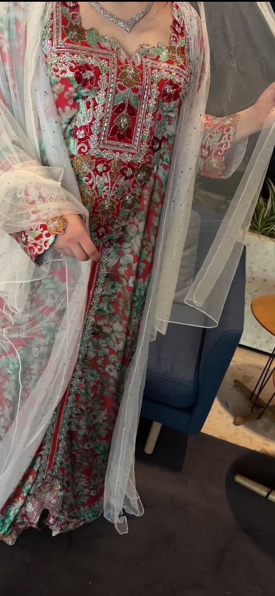 Creamy chiffon abaya