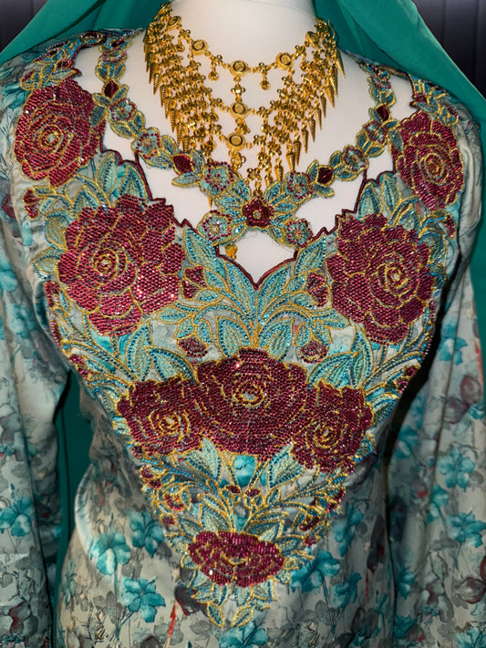 Green mukhawar with matching Shiela hijab