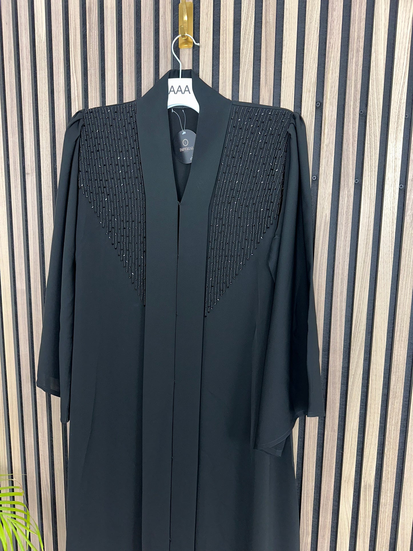 Black abaya with matching Sheila and handmade work