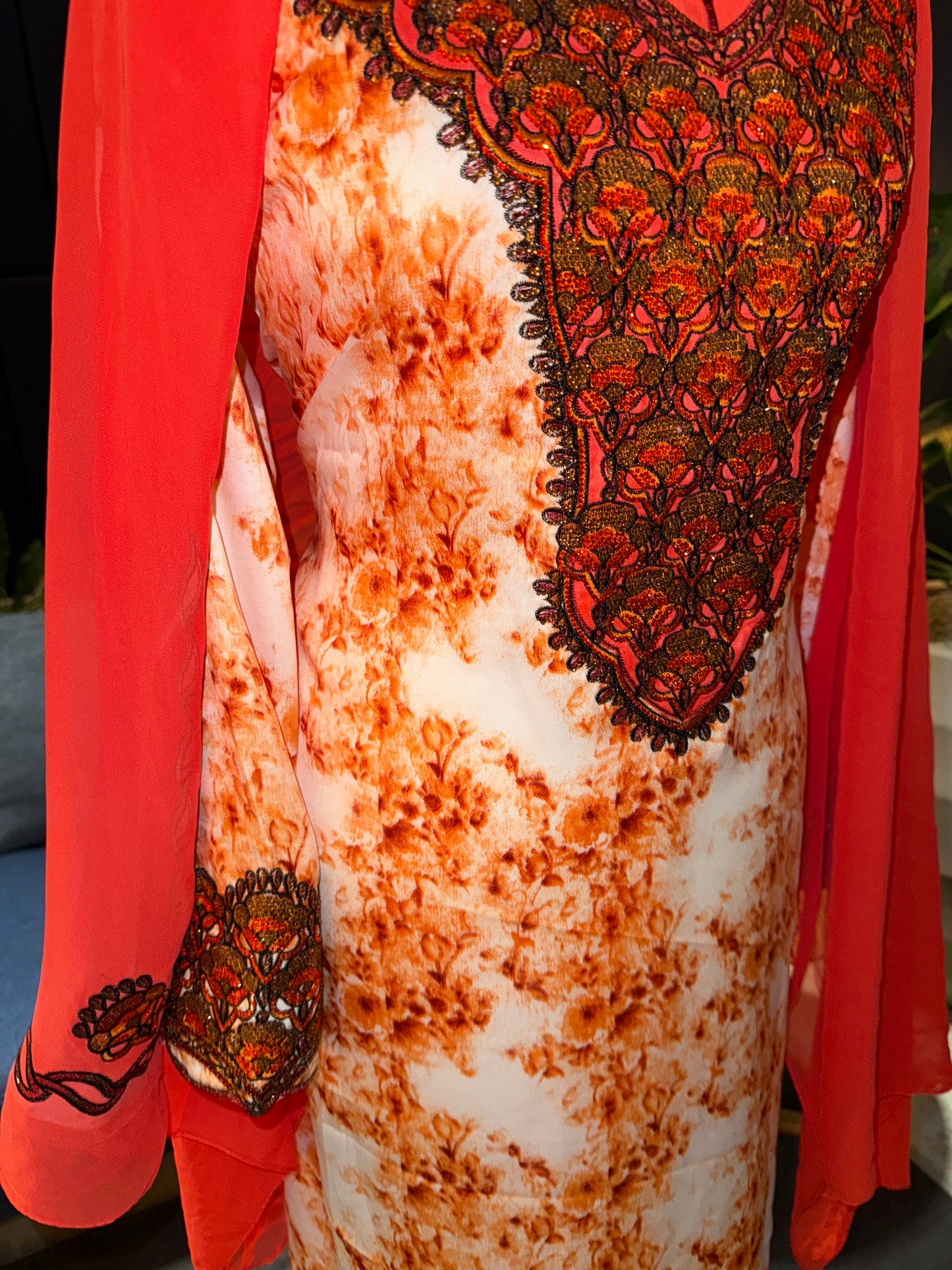 Orange2 mukhawar with hijab and corset back