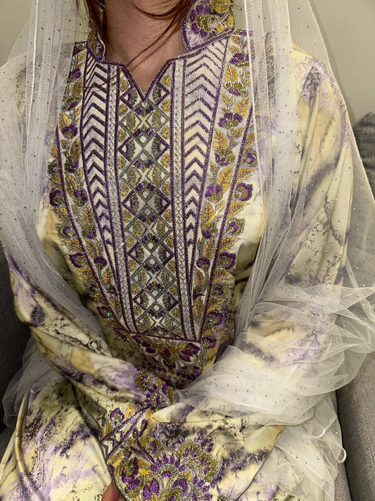 High neck pure silk mkhawar