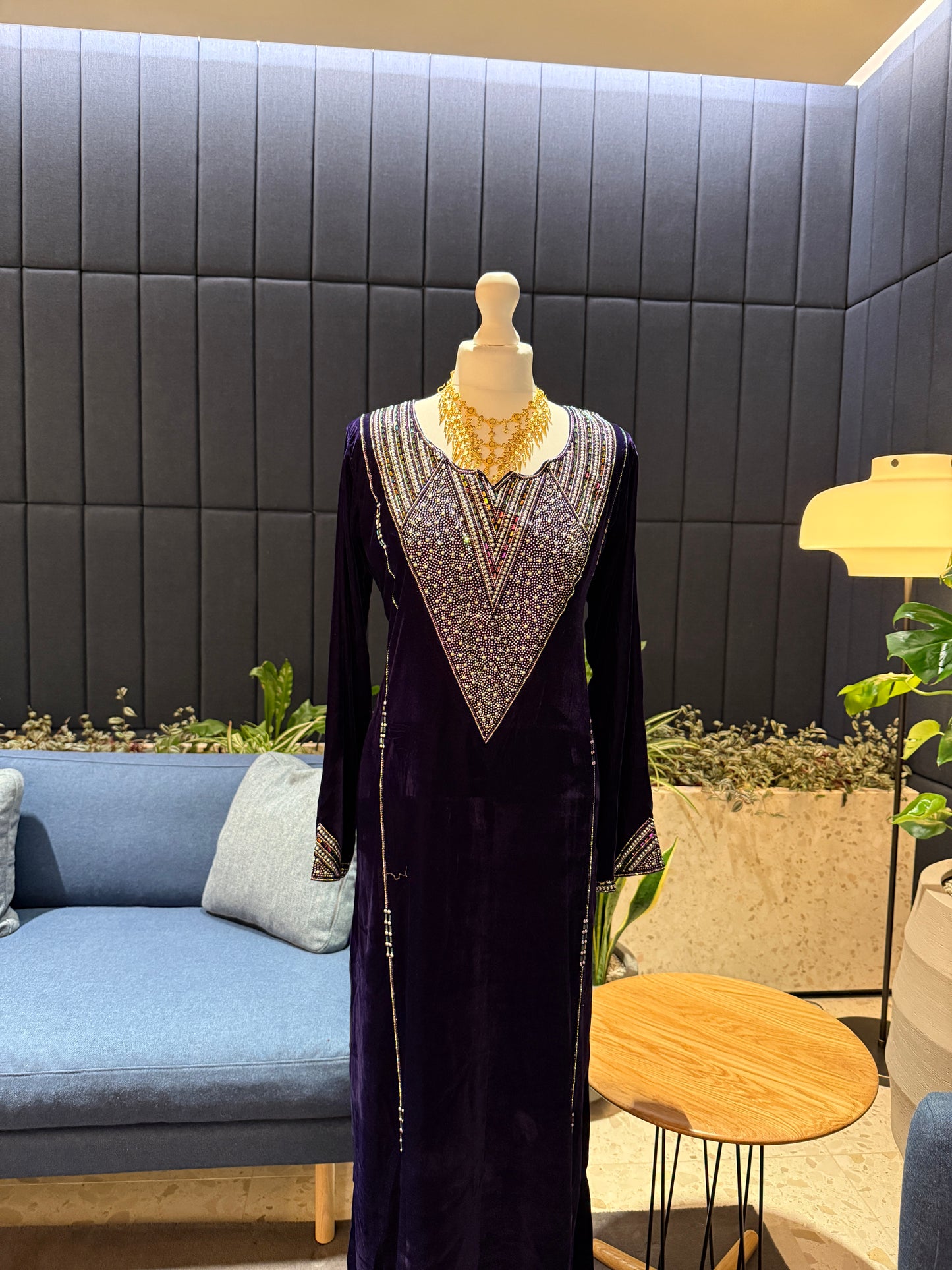 Purple velvet mkhawar