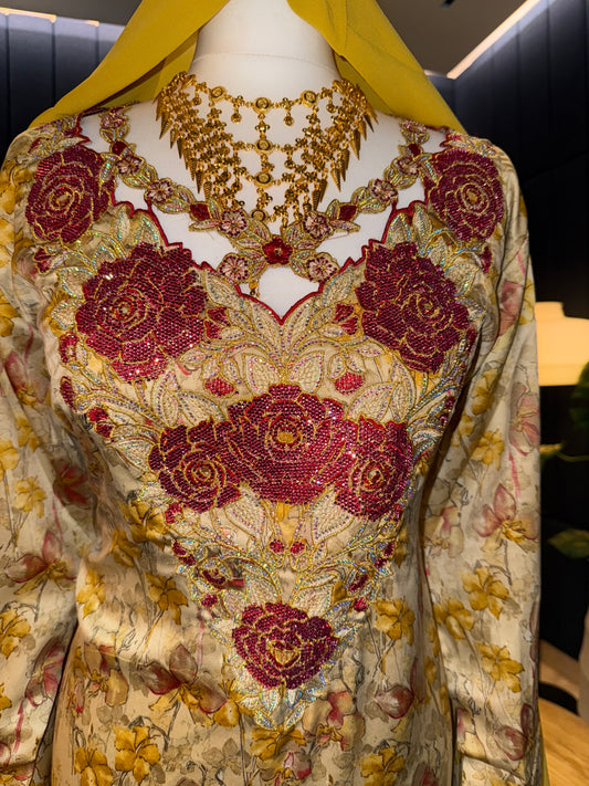 Mustard mkhawar with matching Shiela hijab