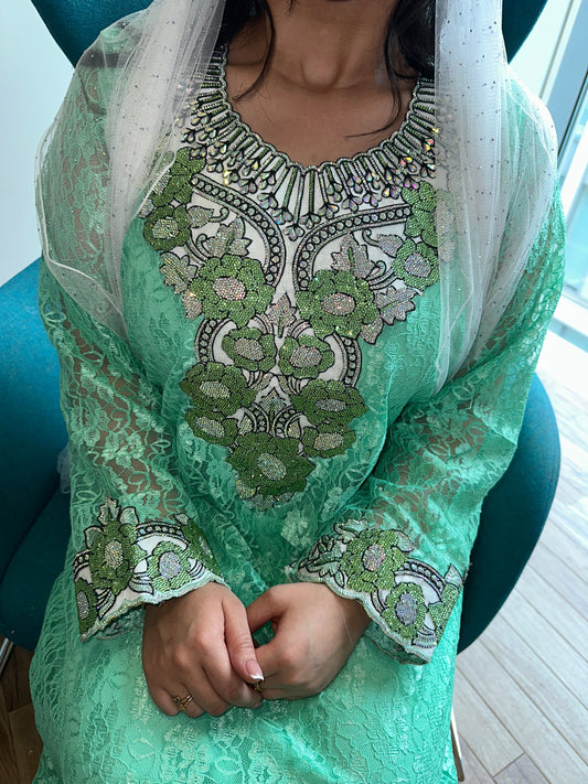 Green4 lace mkhawar