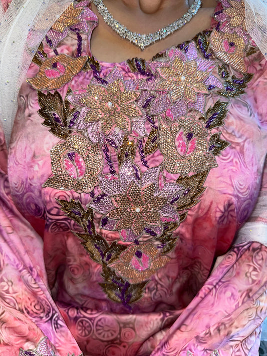 Pink2 pure silk mkhawar 3D