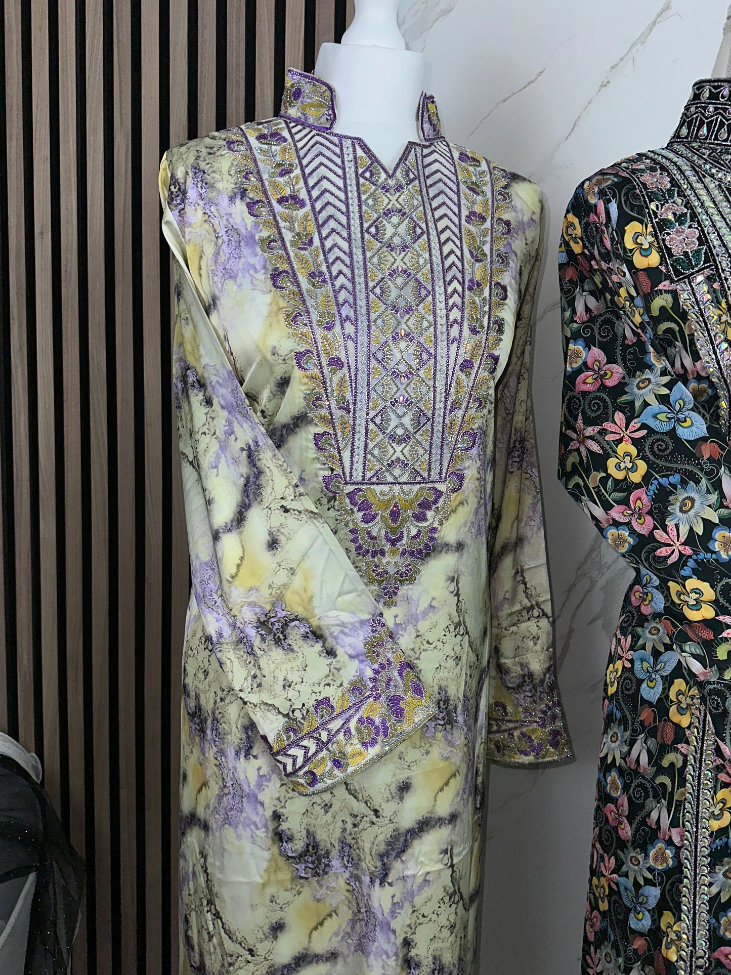 High neck premium silk mkhawar