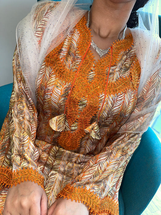 Mustard pure silk mkhawar