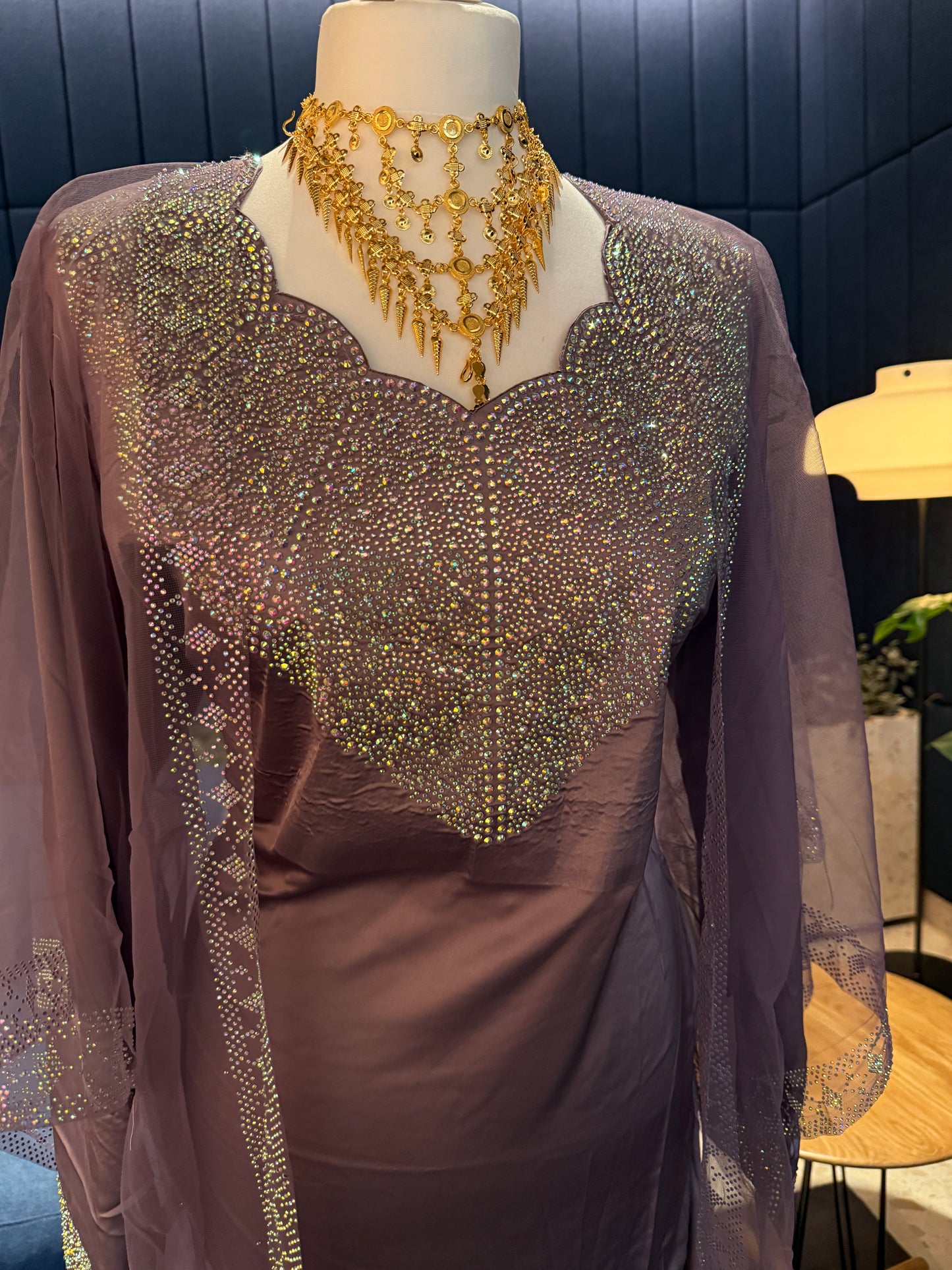 Dark purple pure silk mukhawar with besht