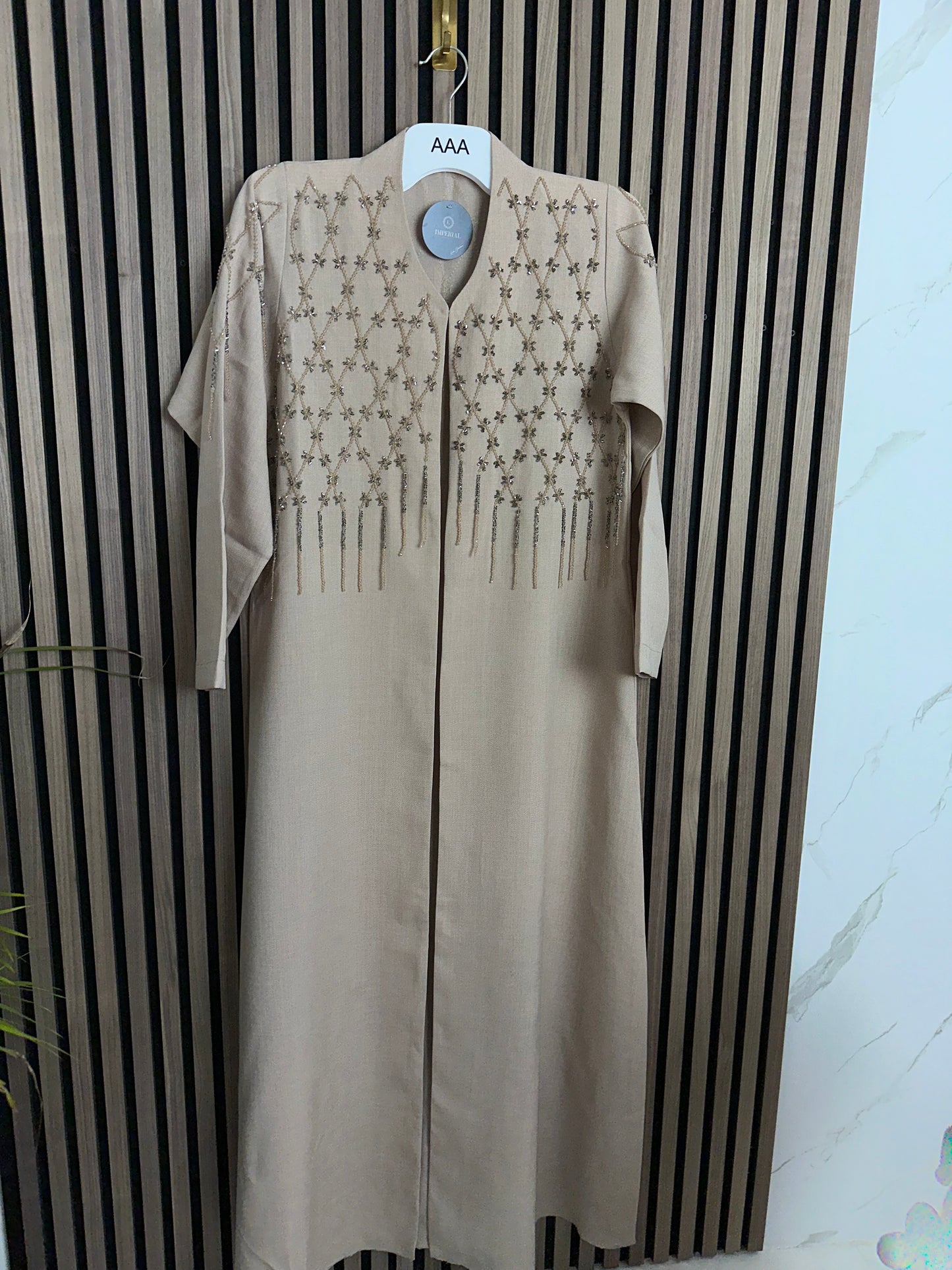 Creamy abaya with matching Sheila and handmade work