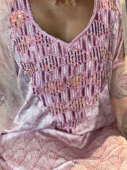 Beaded pure silk mkhwar with back corset