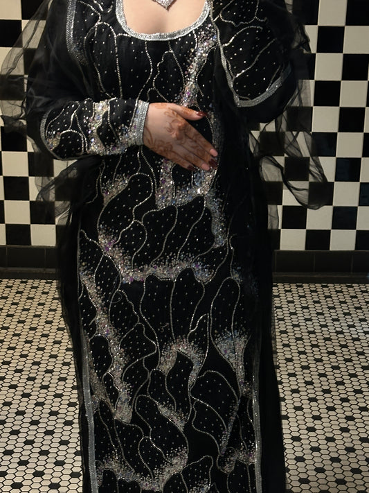 Black dress full handmade work