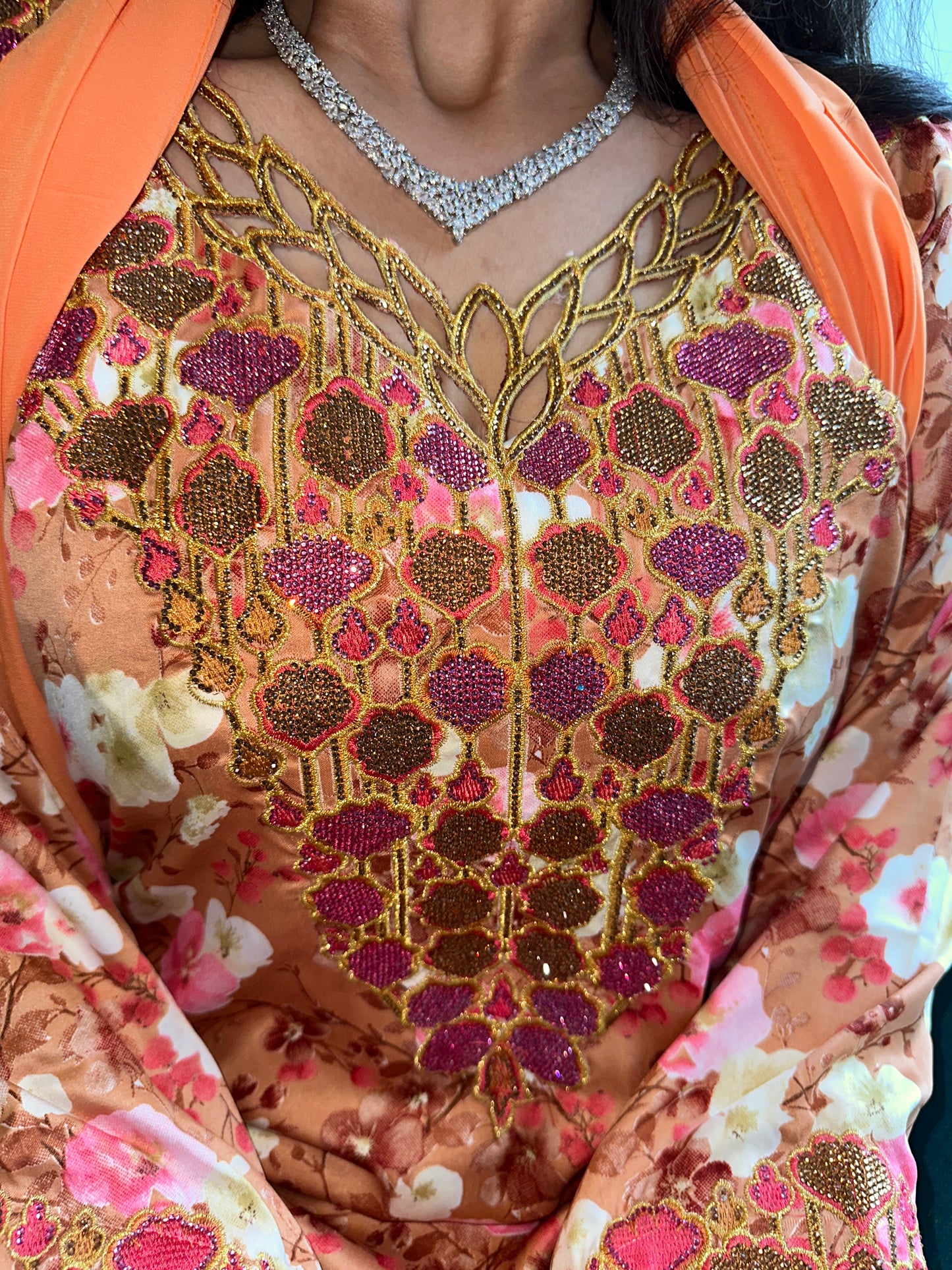 Orange mkhawar with matching Shiela