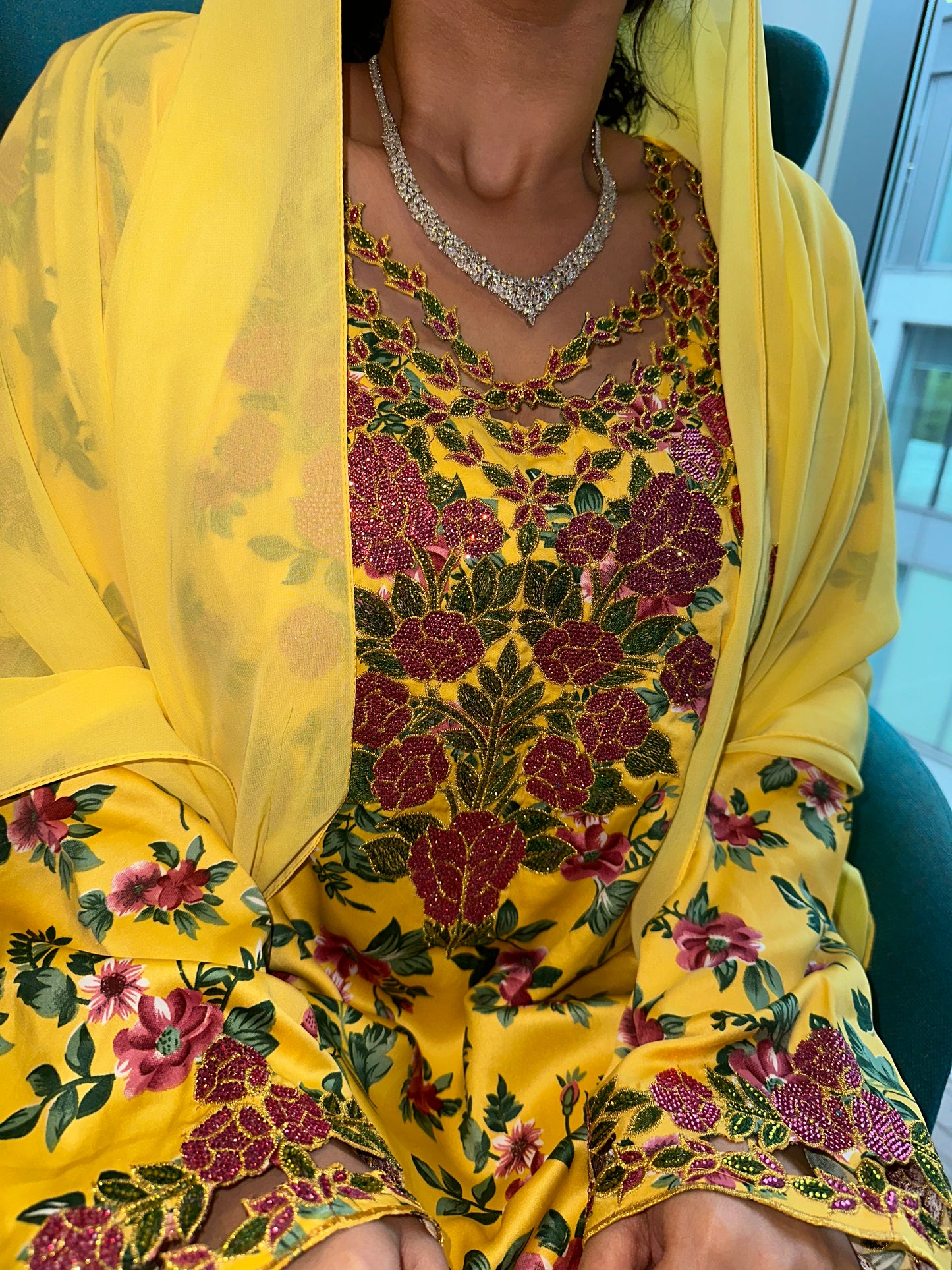 Yellow mkhawar with matching Shiela