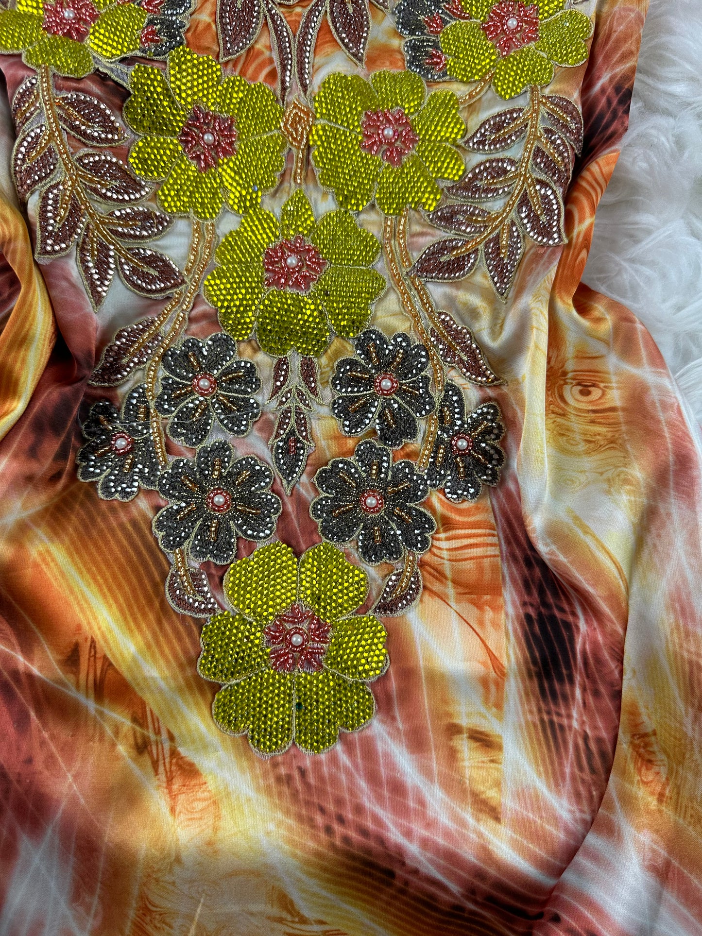 Orange 3D mukhawar pure silk