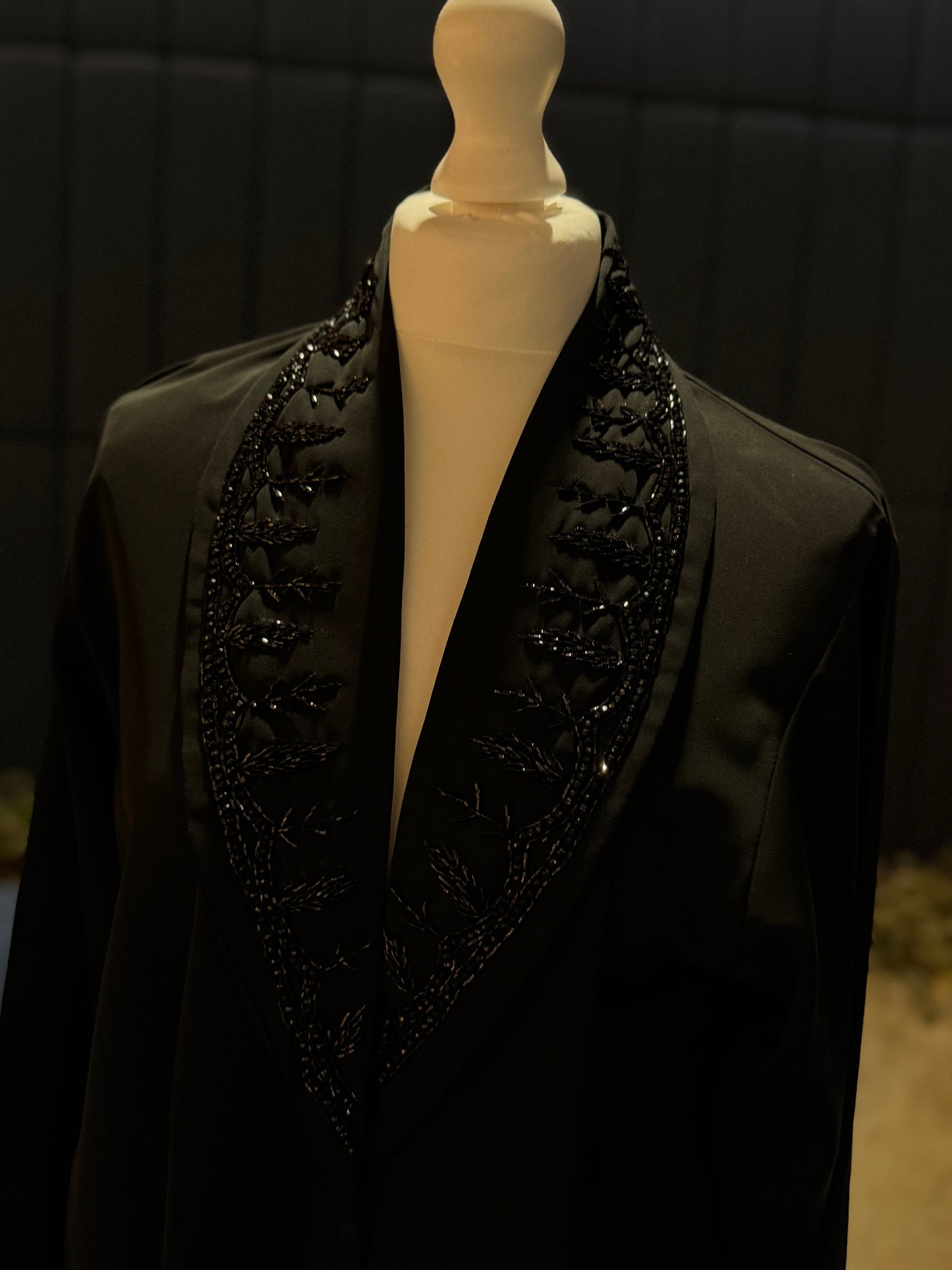 Black abaya with handmade black details and hijab included