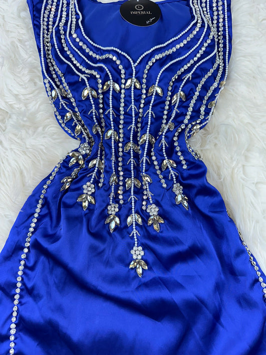 Blue mukhawar with pearls pure silk