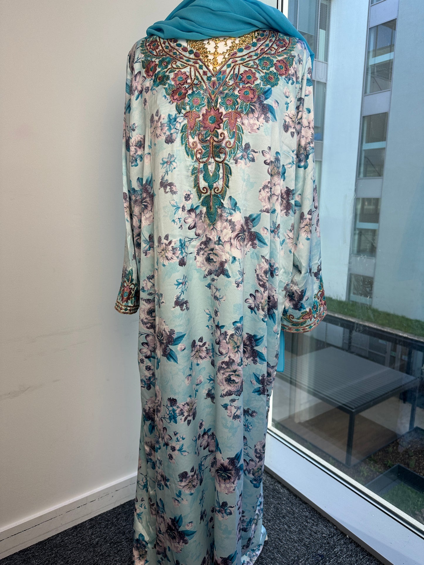 Light blue Mukhawar with matching Sheila