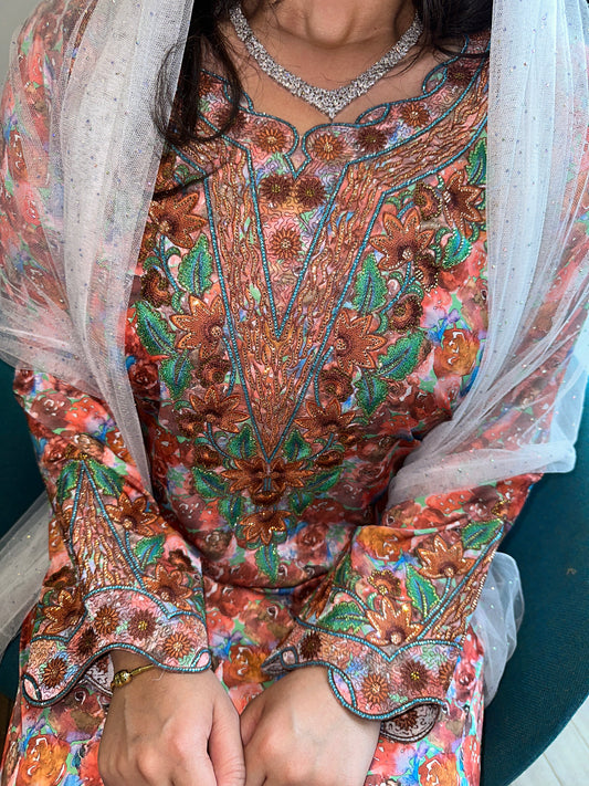 Brown mkhawar pure silk