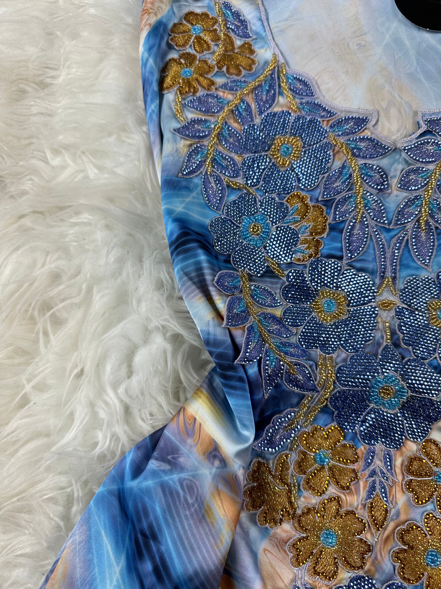 Blue 3D pure silk mukhawar