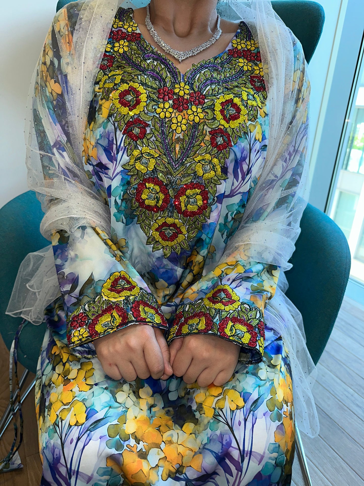 Purple and green pure silk mkhawar