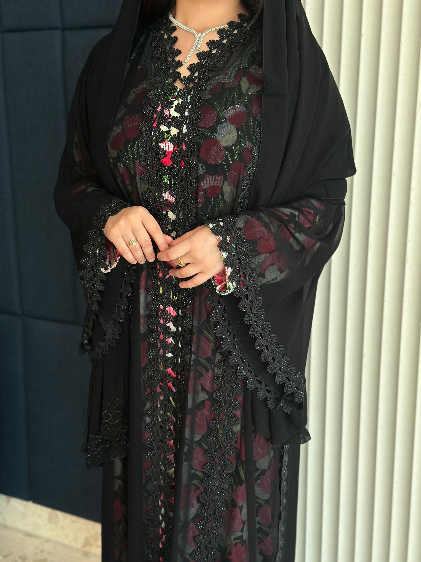 Double chiffon abaya and hijab