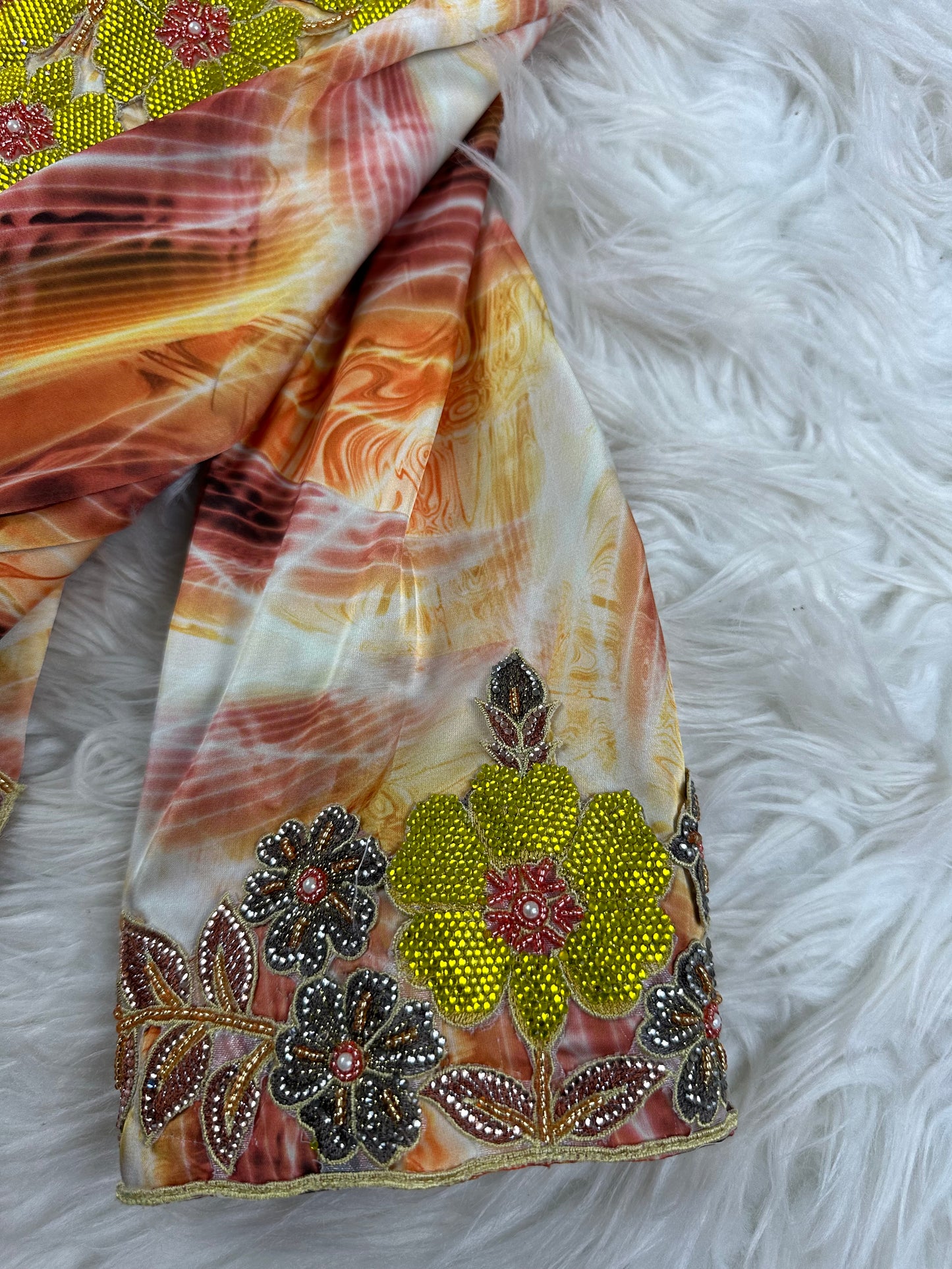 Orange 3D mukhawar pure silk