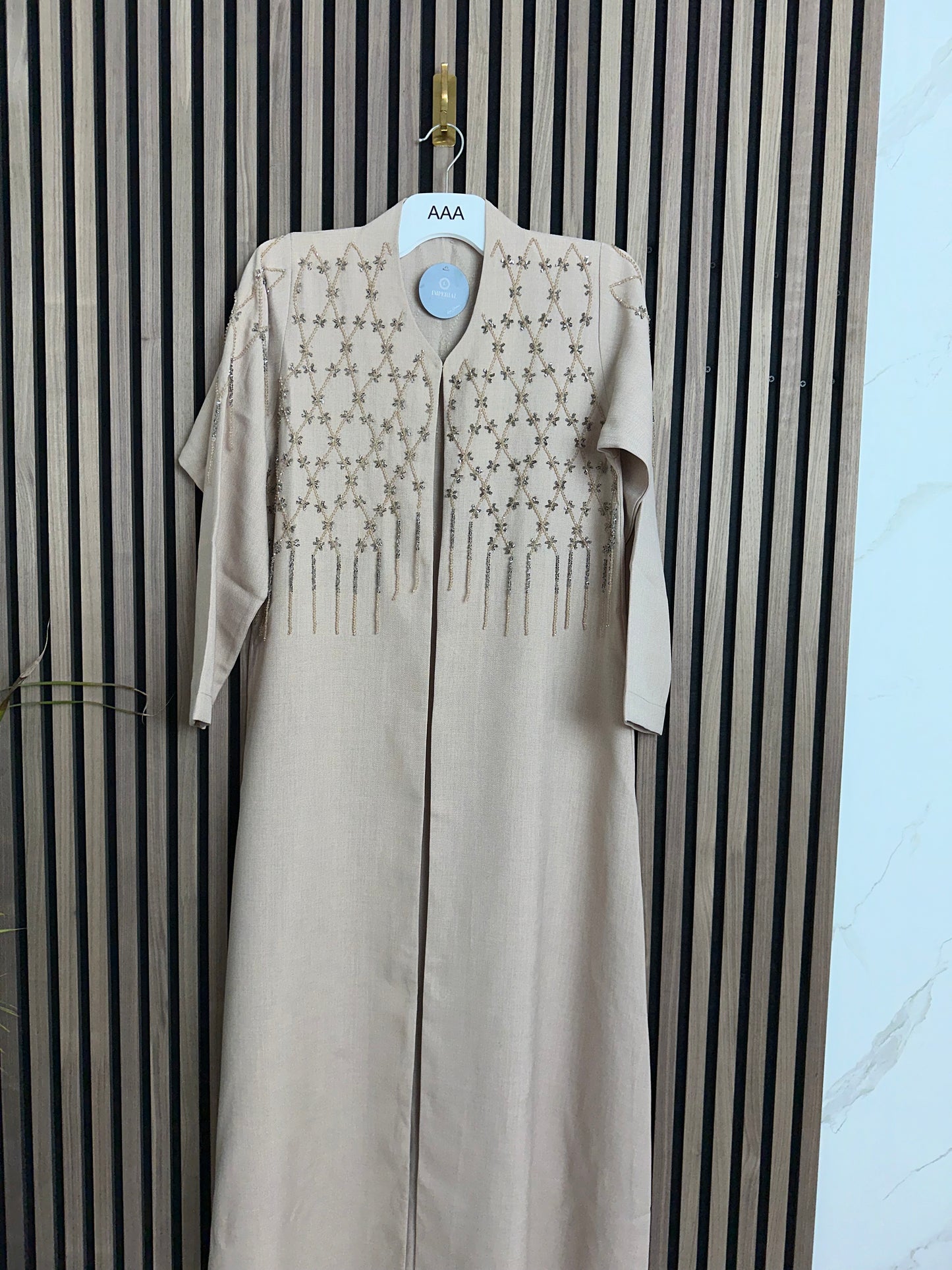 Creamy abaya with matching Sheila and handmade work