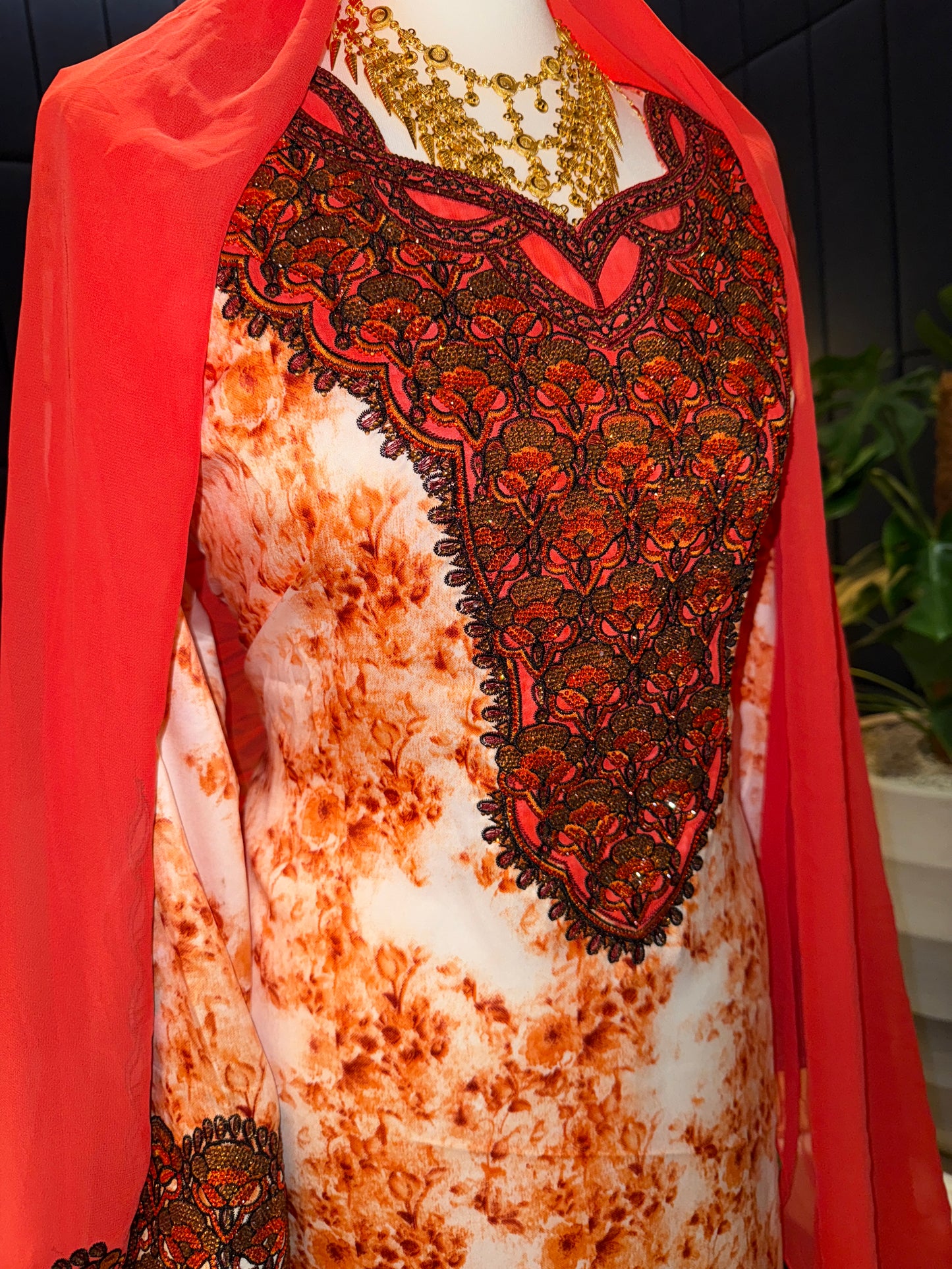 Orange2 mukhawar with hijab and corset back