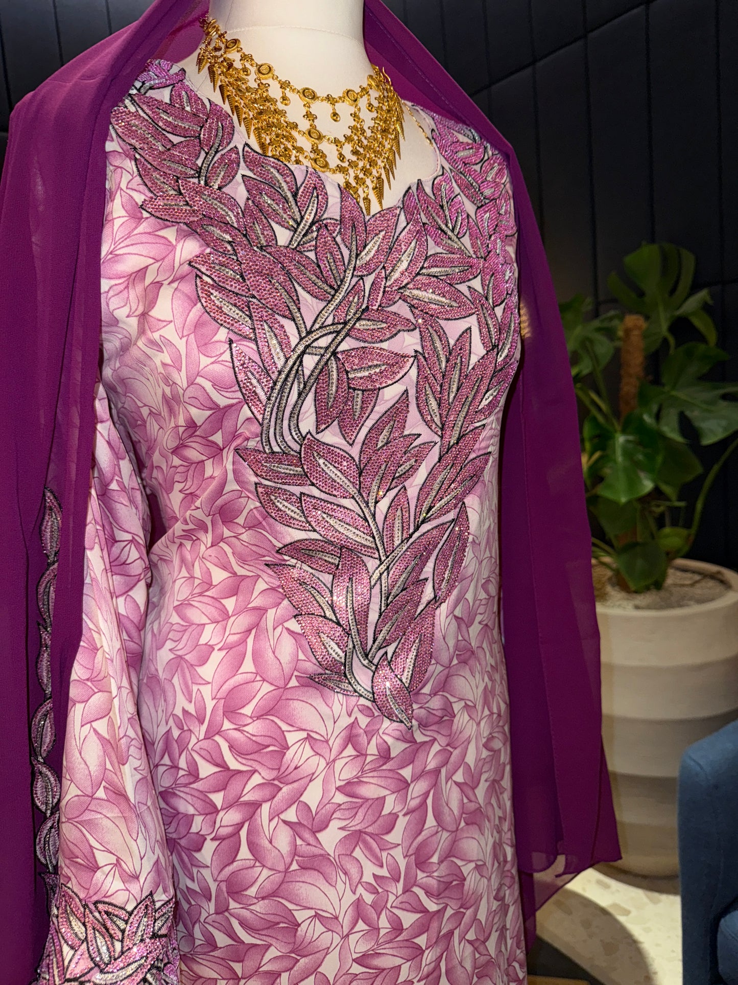 Purple2 mukhawar with hijab and back corset