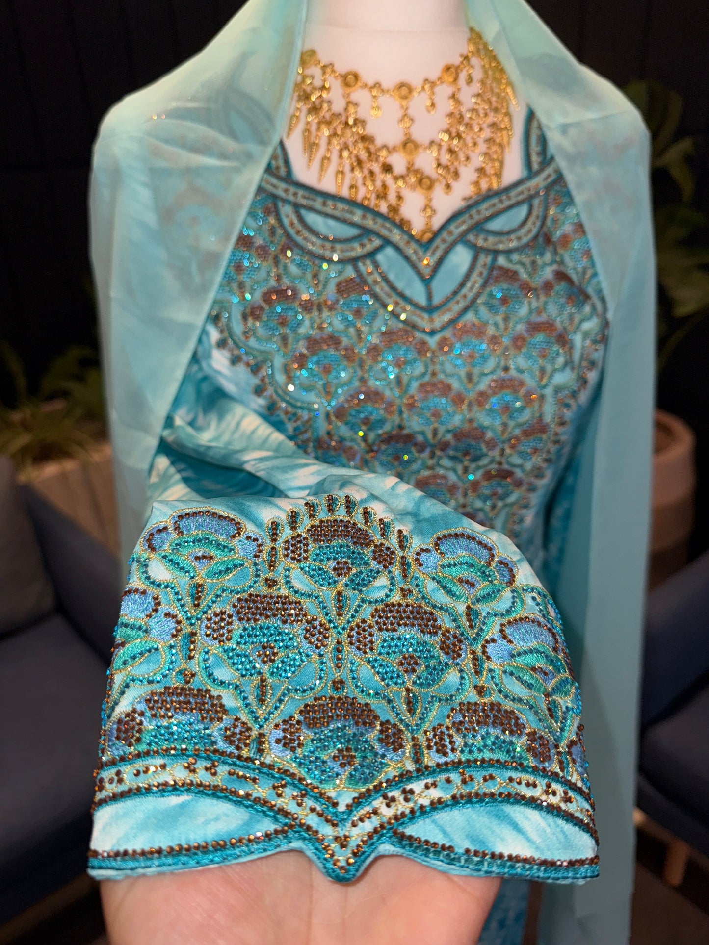 Turquoise2 mukhawar with hijab and corset back