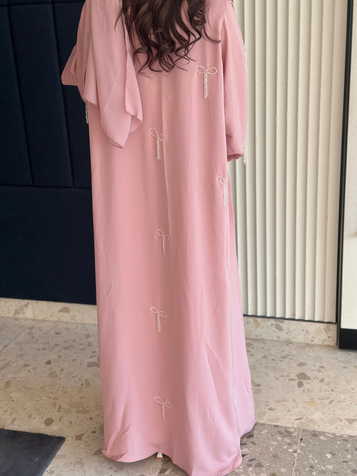 Pink bow 🎀 abaya with hijab