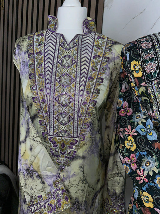 High neck premium silk mkhawar