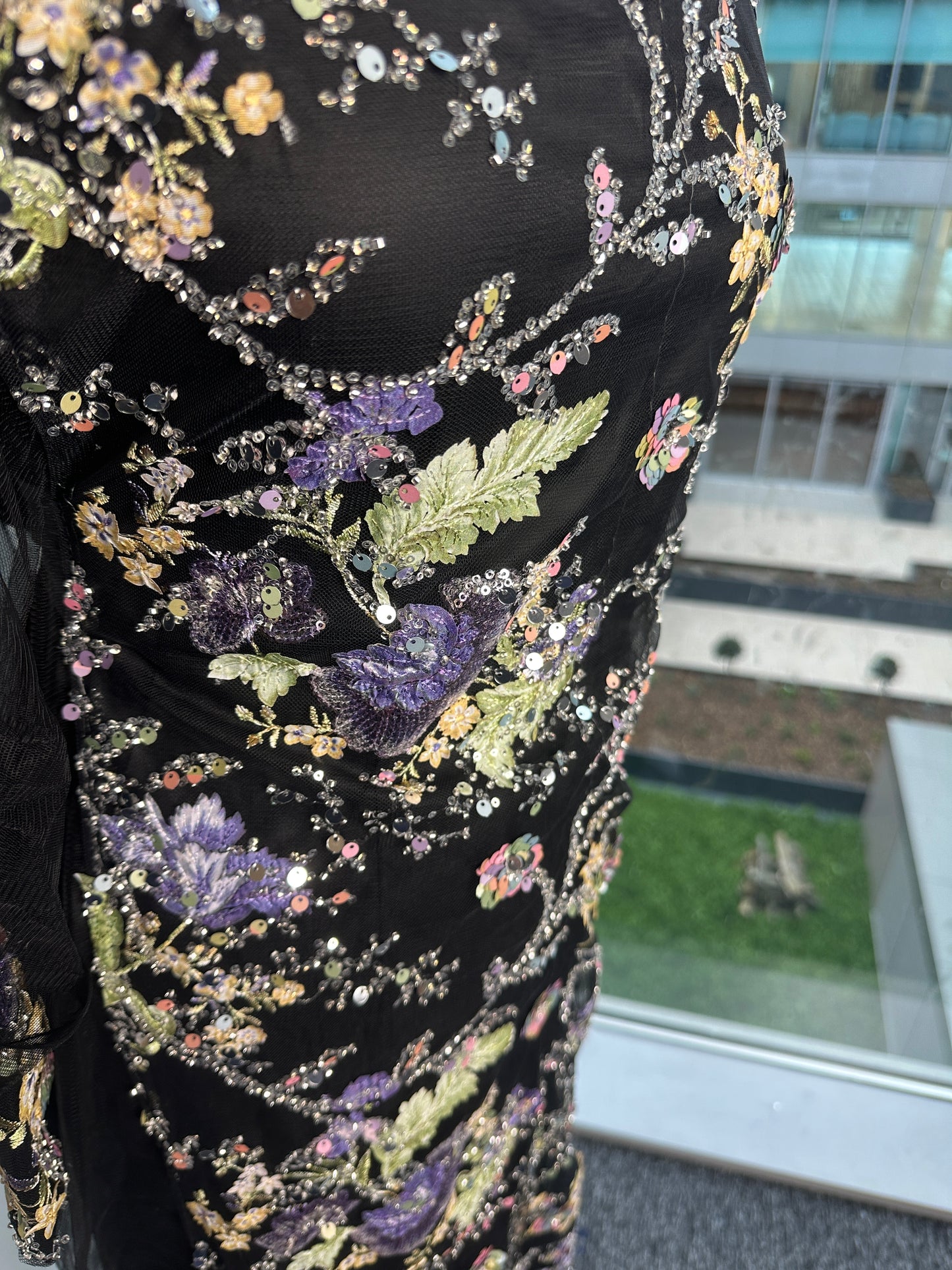 Black and purple sequenced thobe